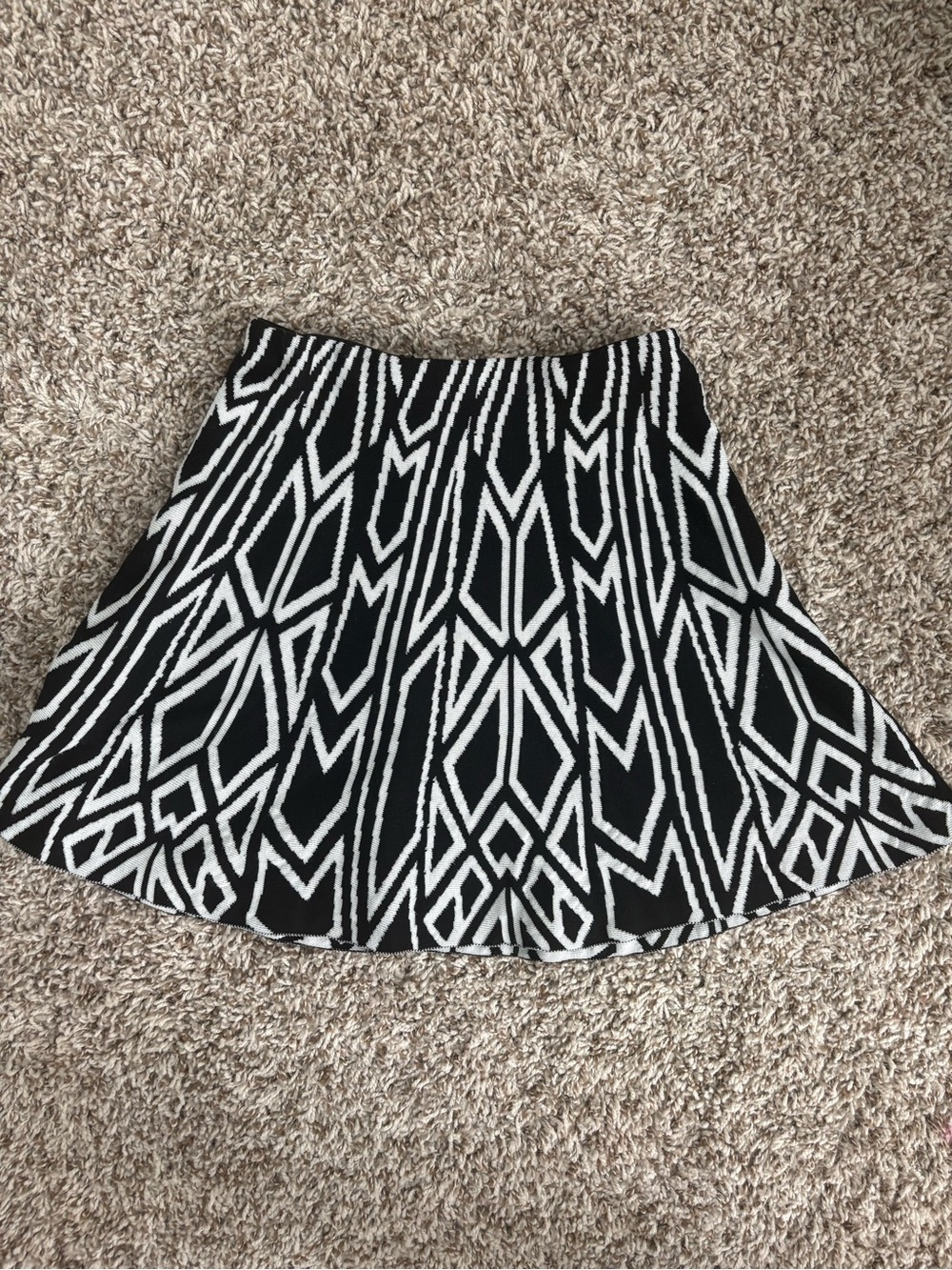 Black & White Geometric Midi Skirt